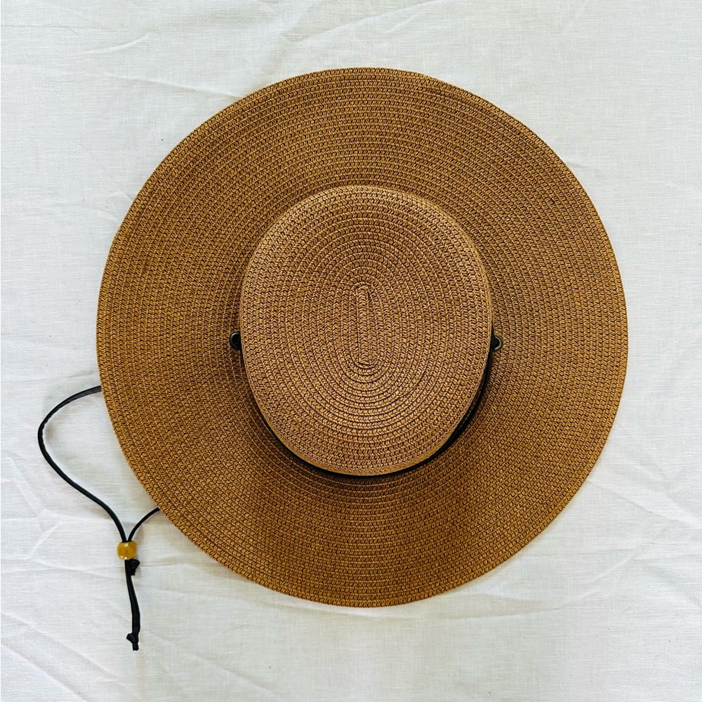 Woven Brown Wide-Brim Sun Hat